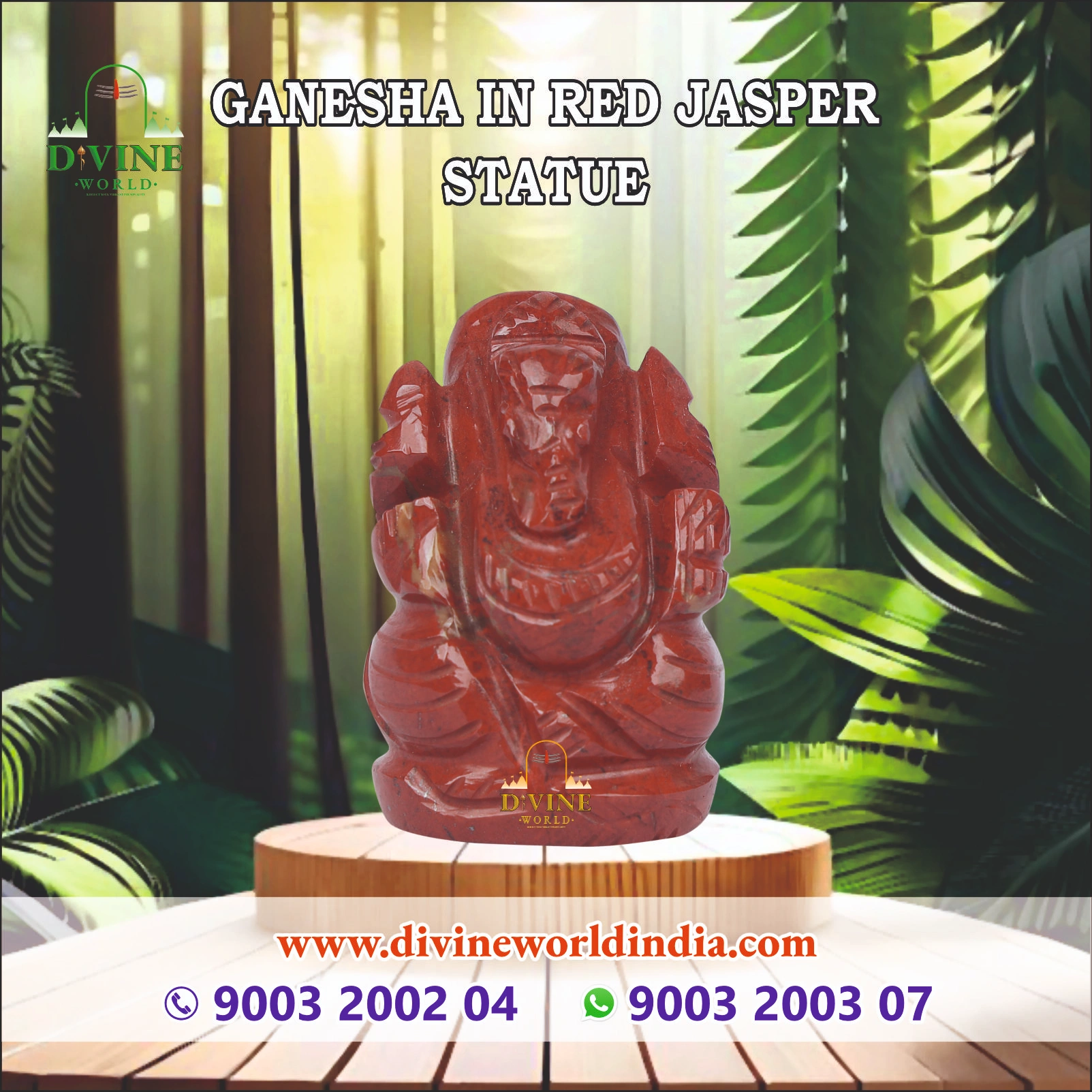 Ganesha in Red Jasper Statue
