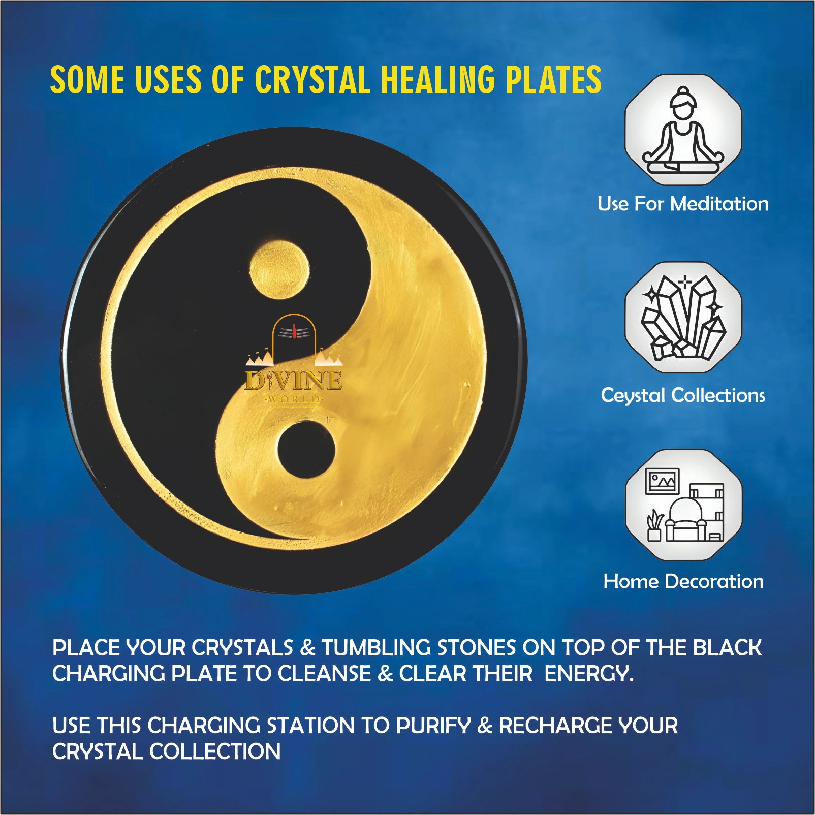 Black Tourmaline Disc with Ying Yang Engraved