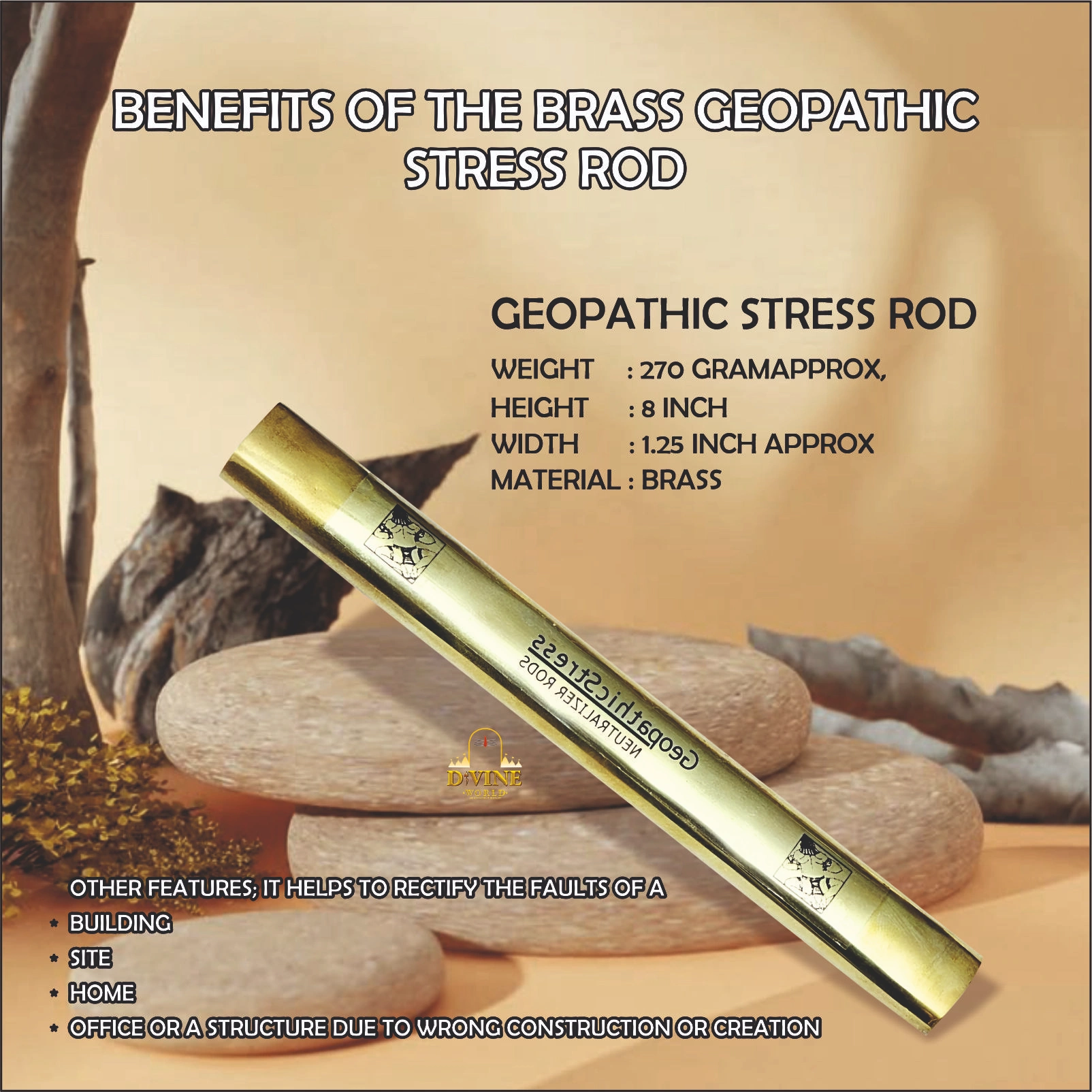 Brass Geopathic Stress Rod