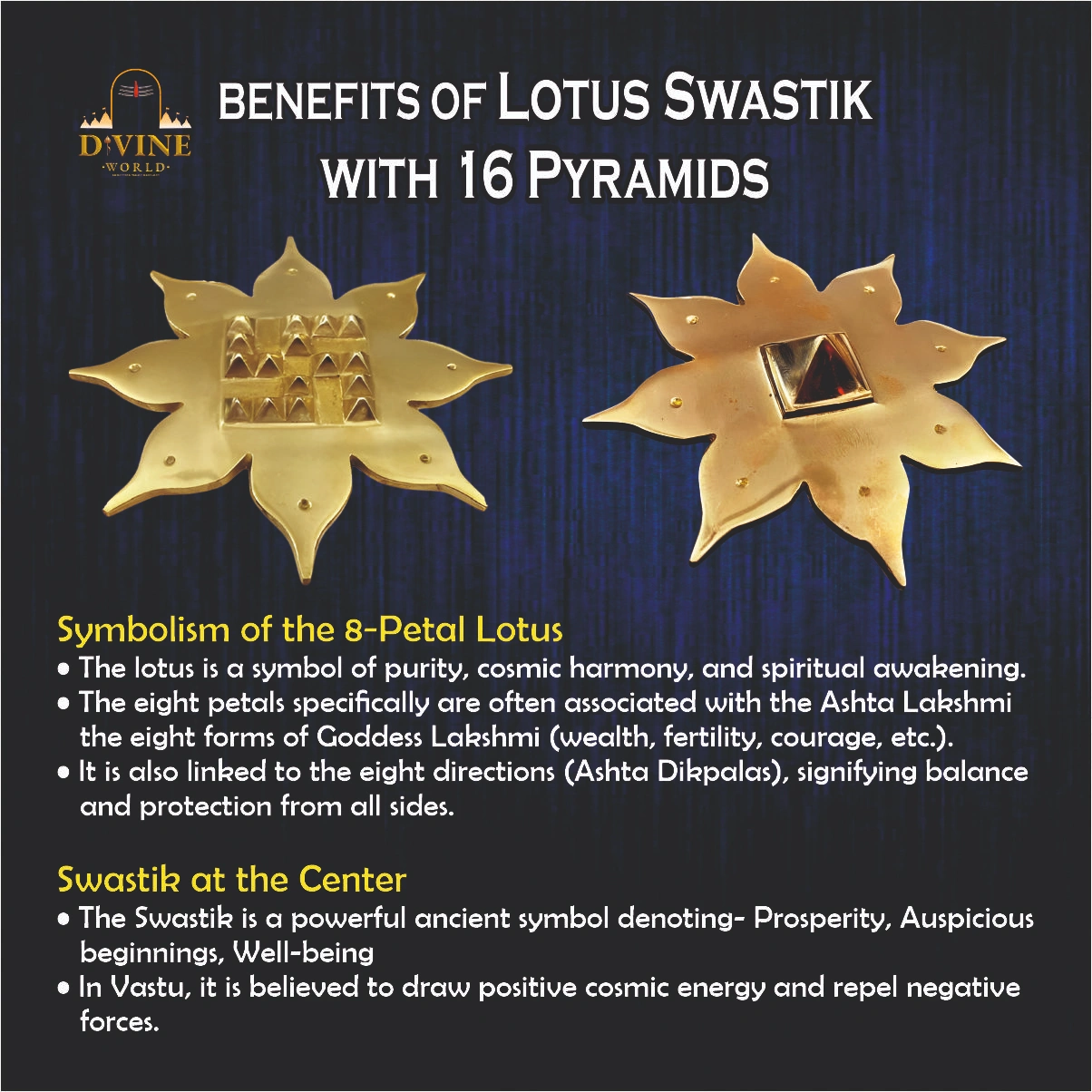 Lotus Swastik with 16 Pyramids
