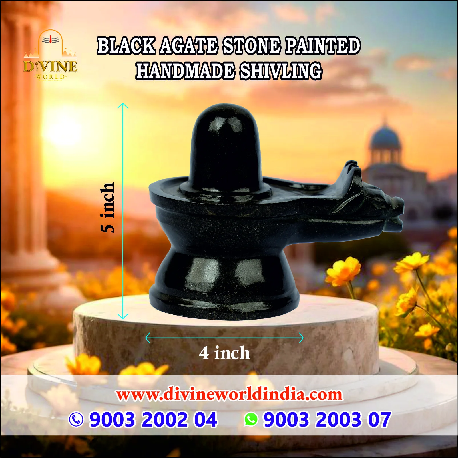 Black Agate Stone Painted Handmade Shivling