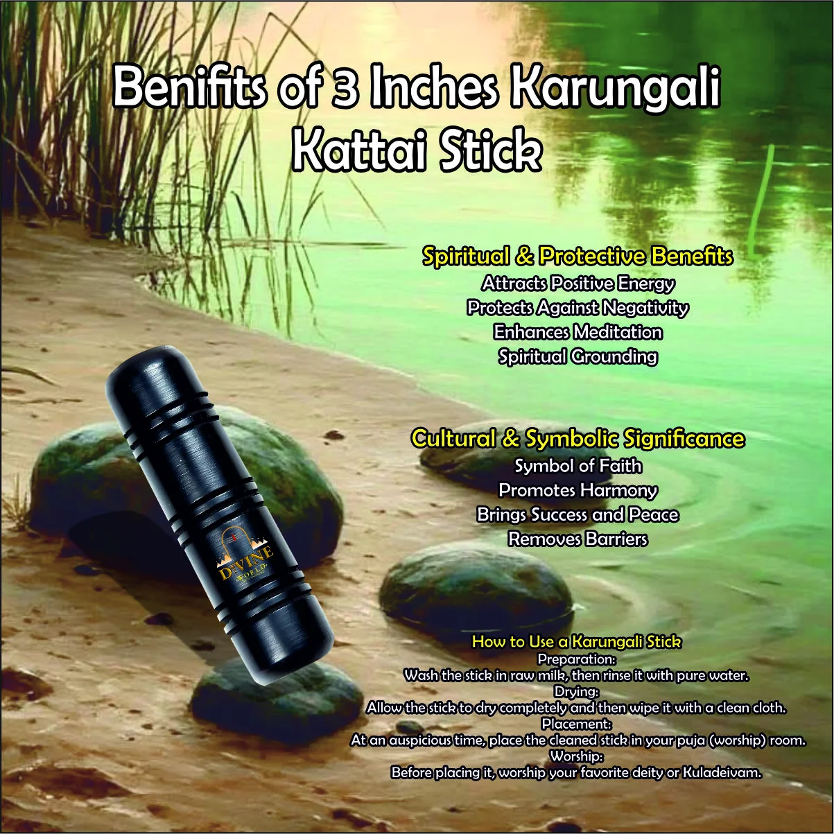 Natural 3 Inches Karungali Kattai Stick