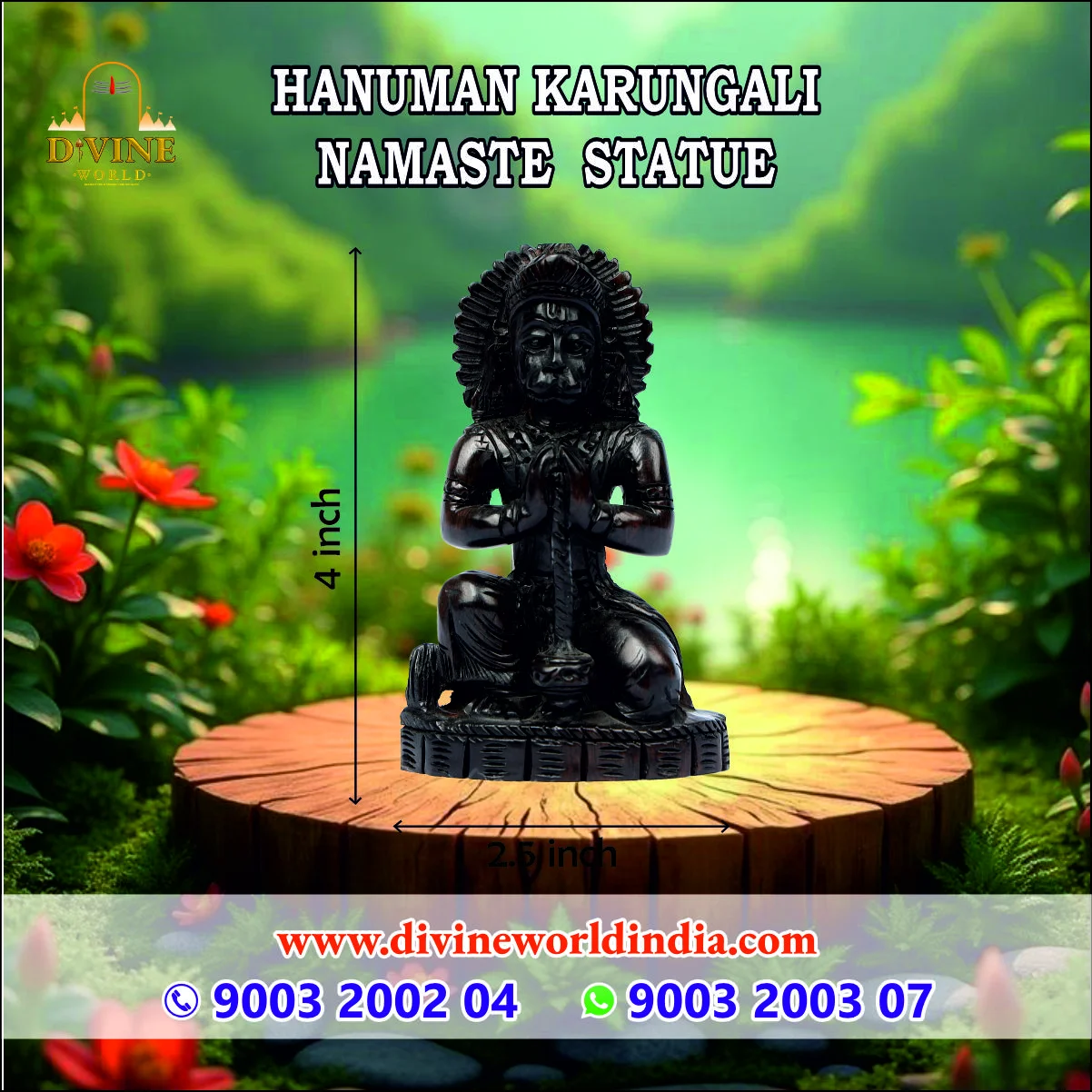 Hanuman Karungali Namaste Statue