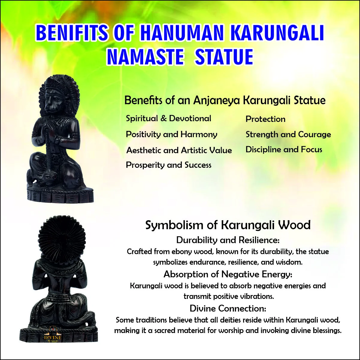 Hanuman Karungali Namaste Statue