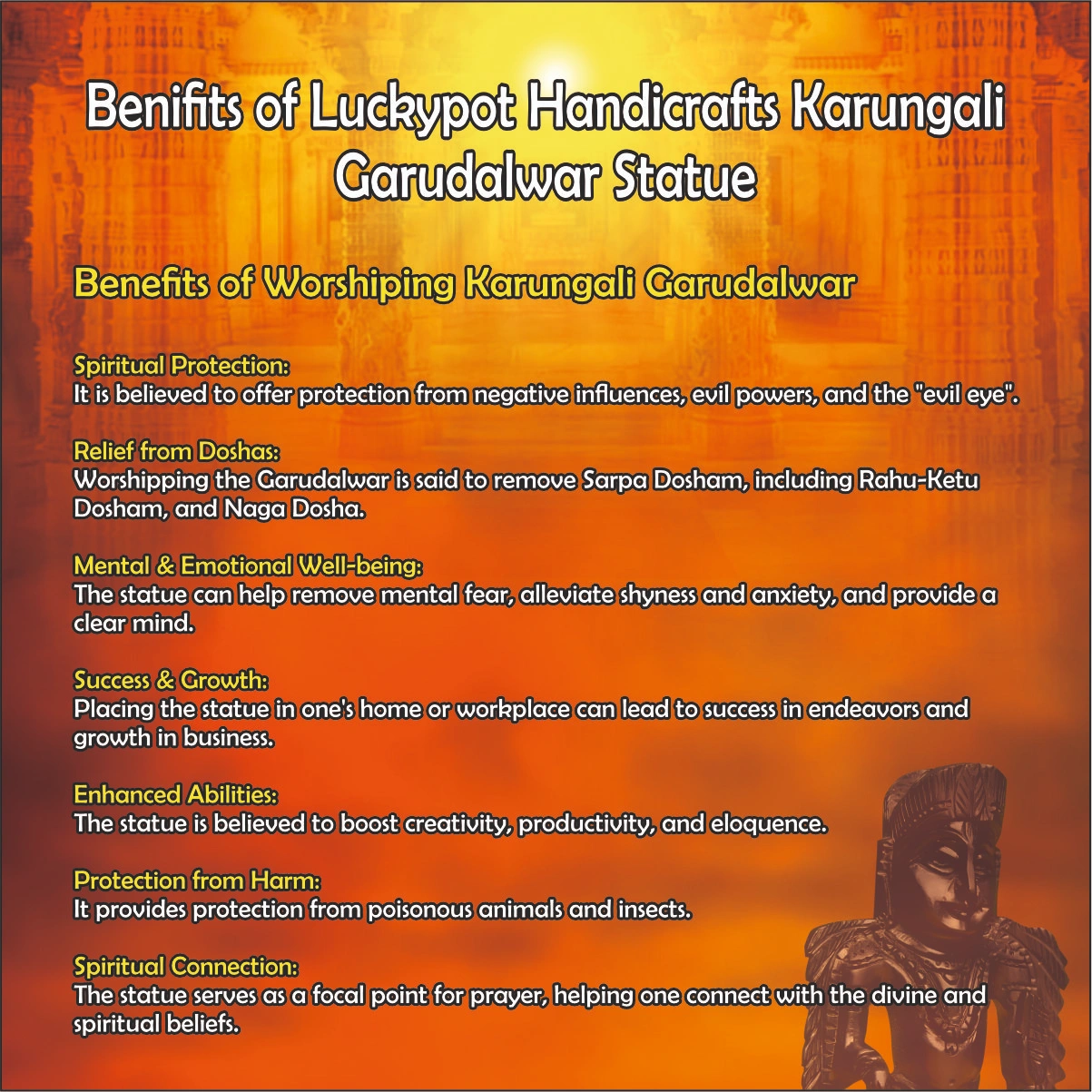 Luckypot Handicrafts Karungali Garudalwar