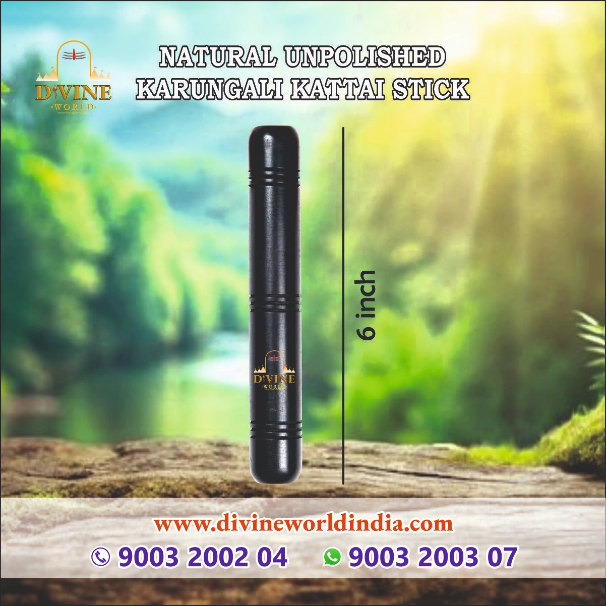 Natural Unpolished Karungali Kattai Stick