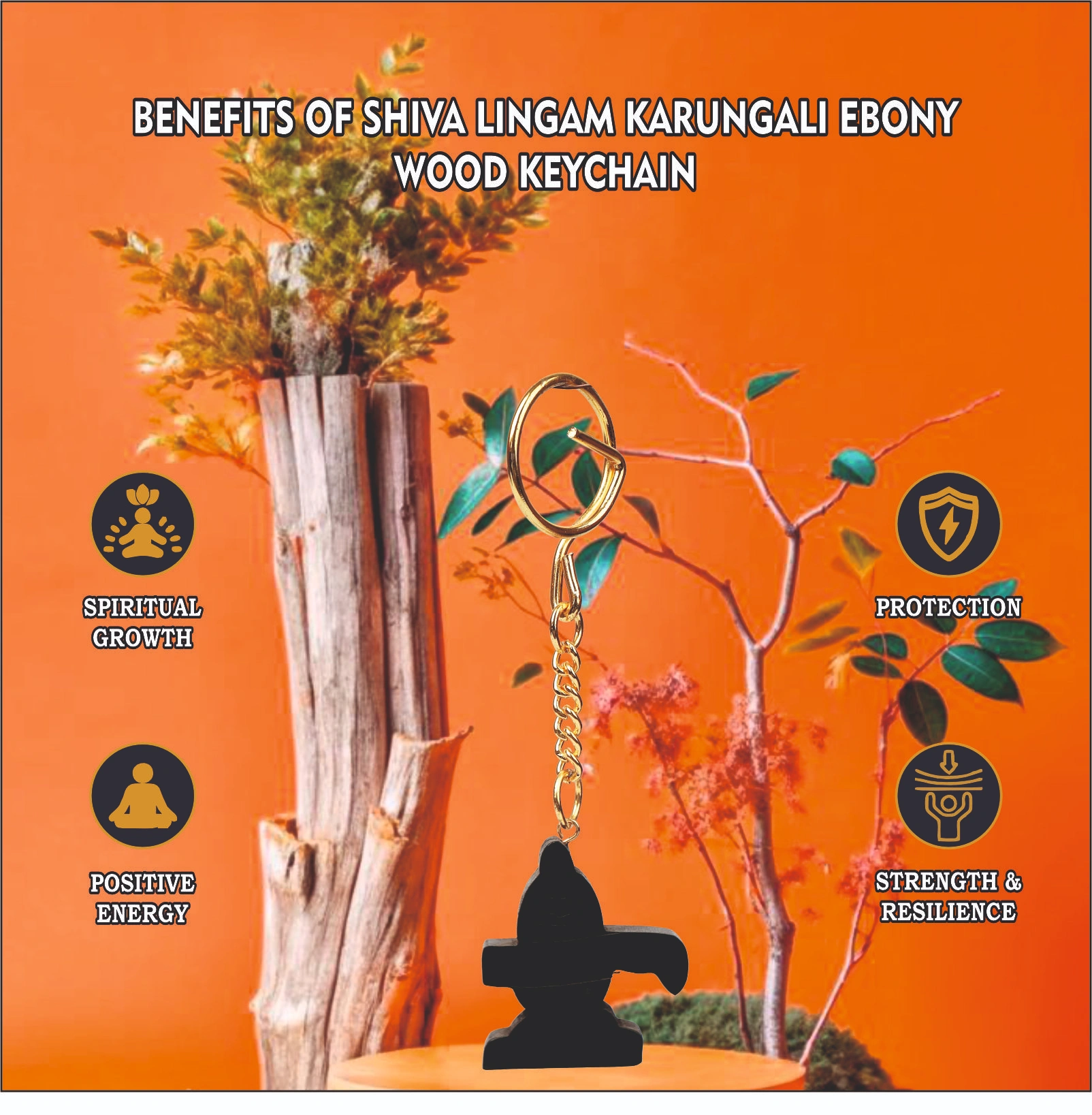 Shiva Lingam Karungali Ebony Wood Keychain