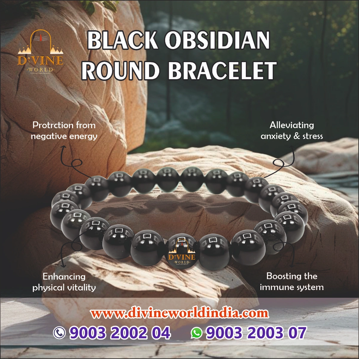 Black Obsidian Round Bracelet