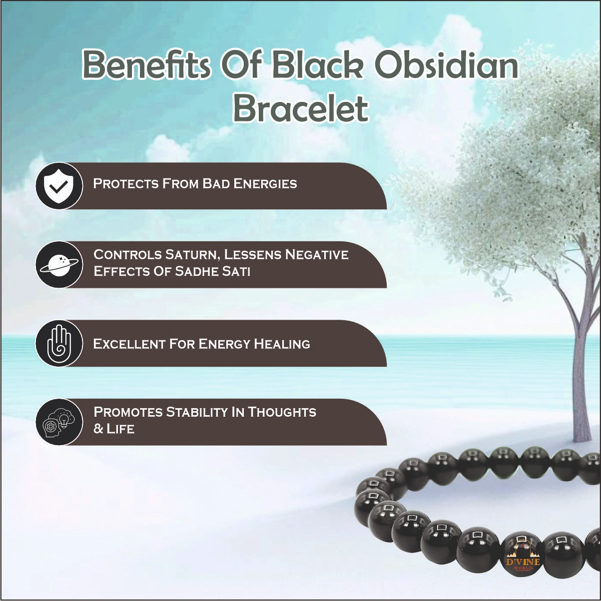 Black Obsidian Round Bracelet