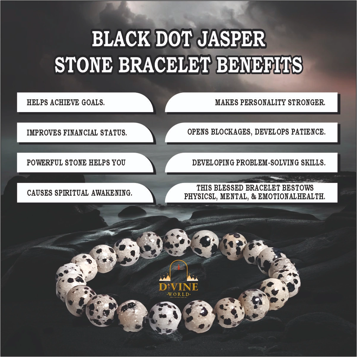 Black Dot Jasper Stone Bracelet