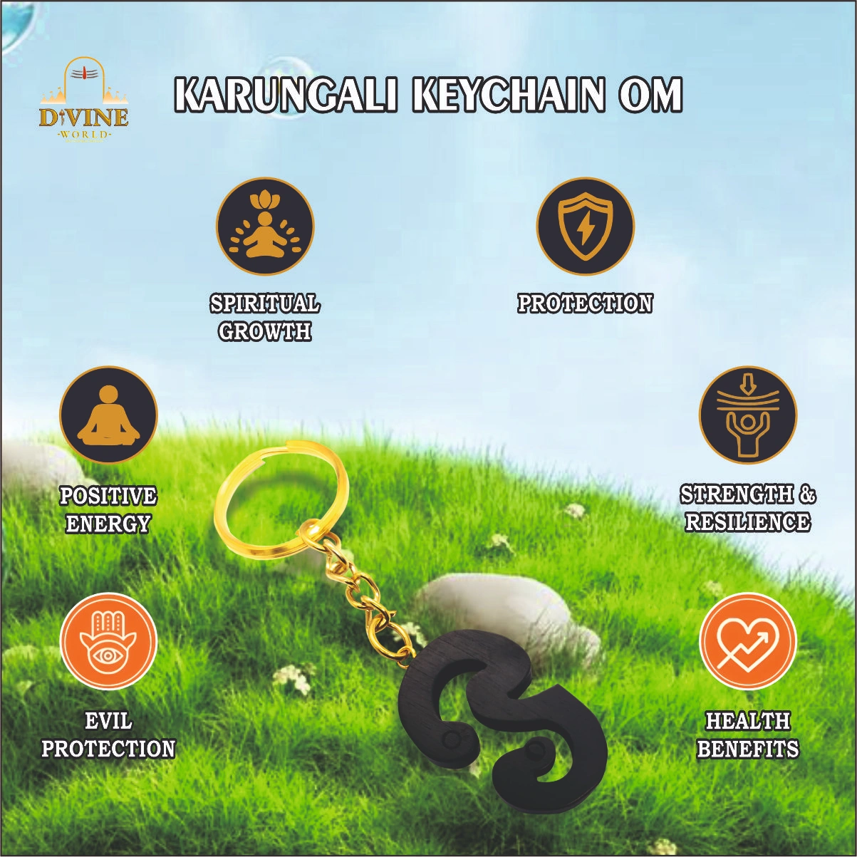 Karungali (Ebony Wood) OM Keychain