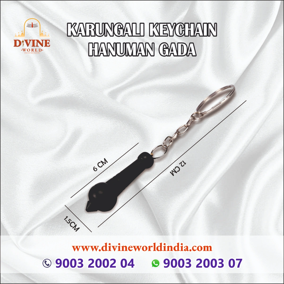 Karungali (Black Ebony Wood) Keychain – Hanuman Gada