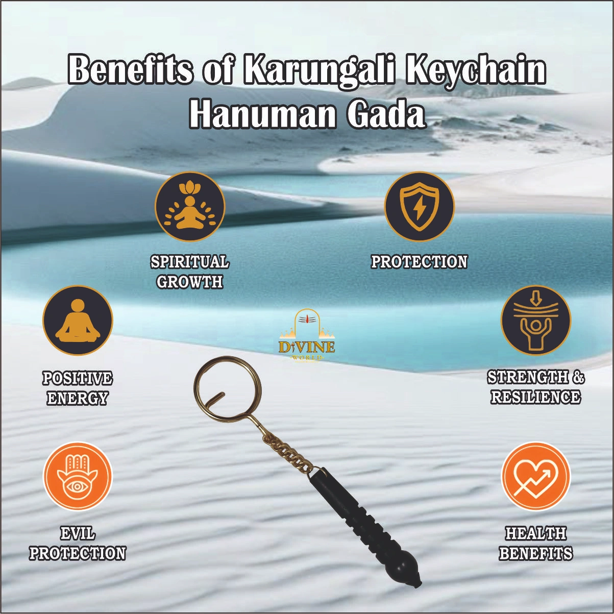 Karungali (Black Ebony Wood) Keychain – Hanuman Gada