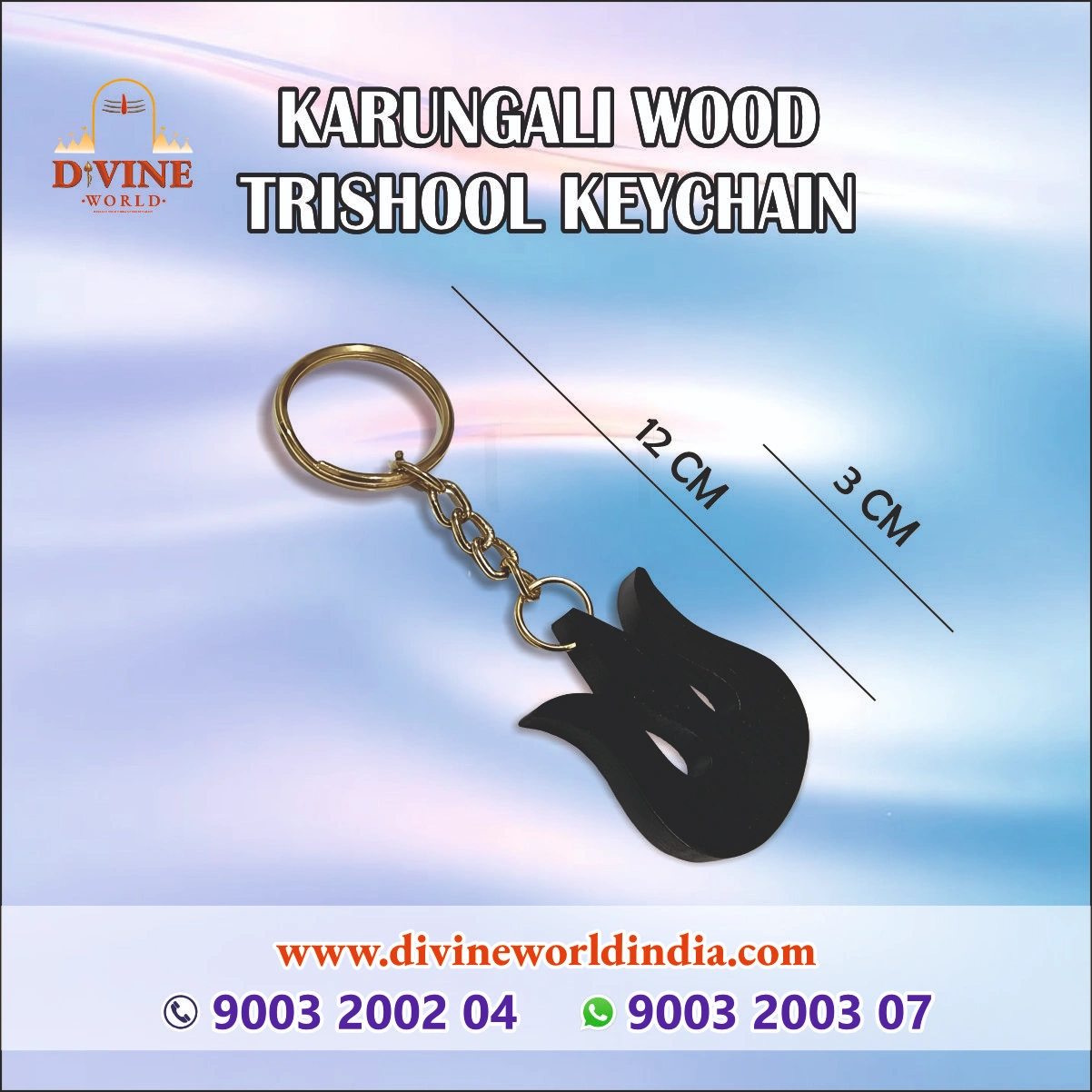 Karungali Wood Trishool Keychain