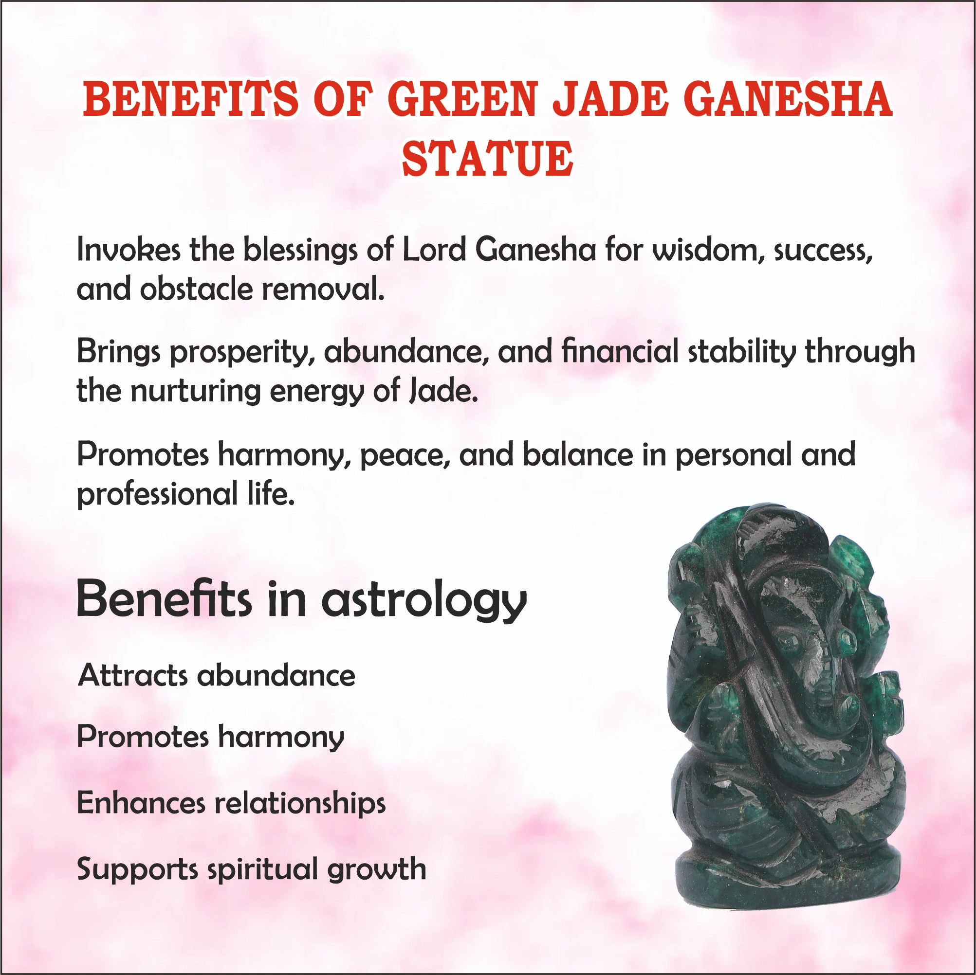 GEMS Green Jade Ganesha Statue