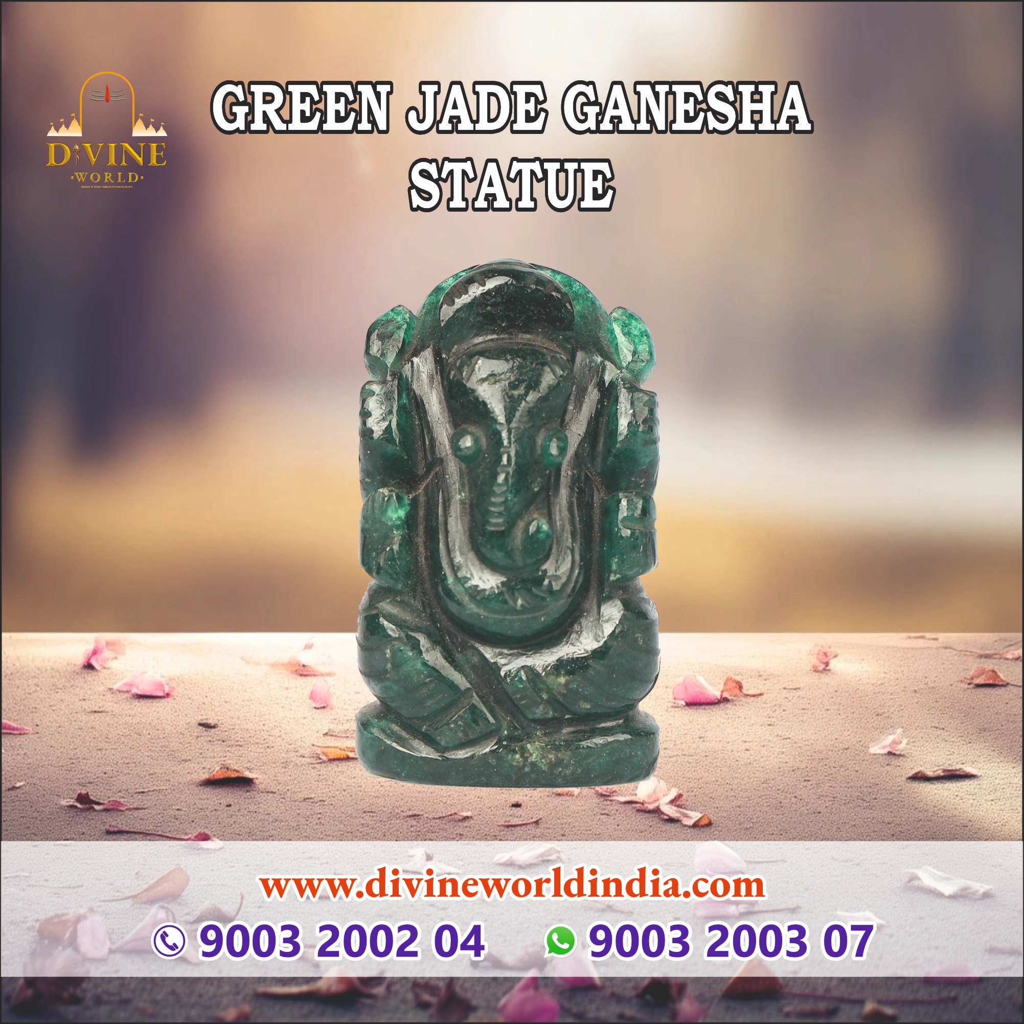 GEMS Green Jade Ganesha Statue
