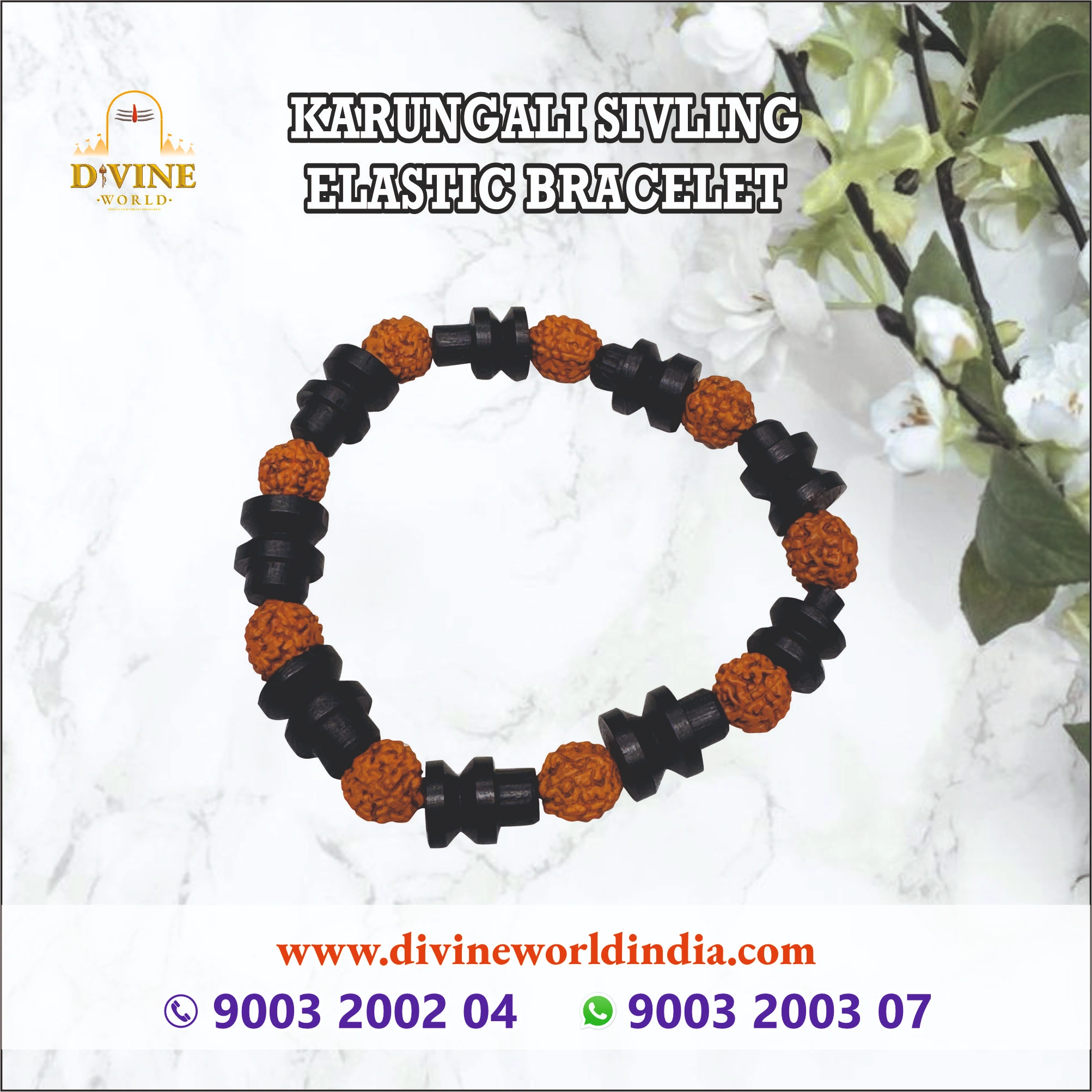Rudraksha & Karungali Shivaling Bracelet