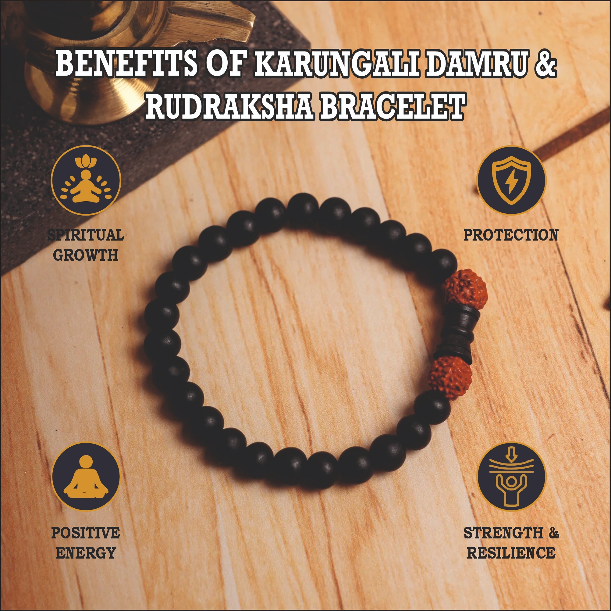 Karungali Damru & rudraksha Bracelet
