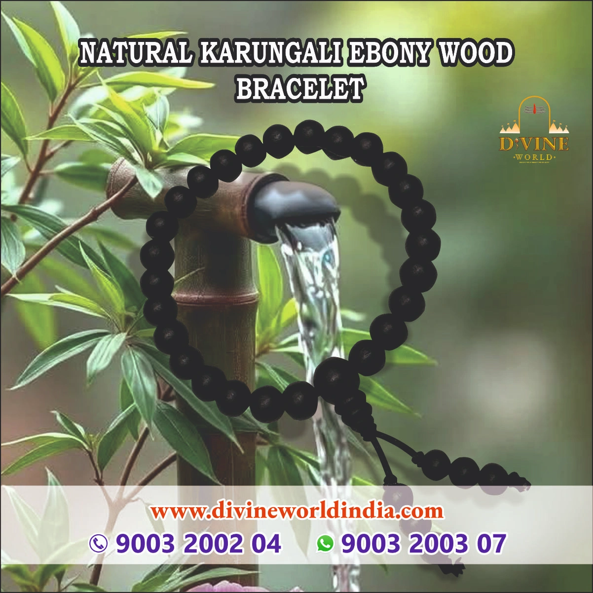 Natural Karungali Ebony Wood Bracelet 6MM