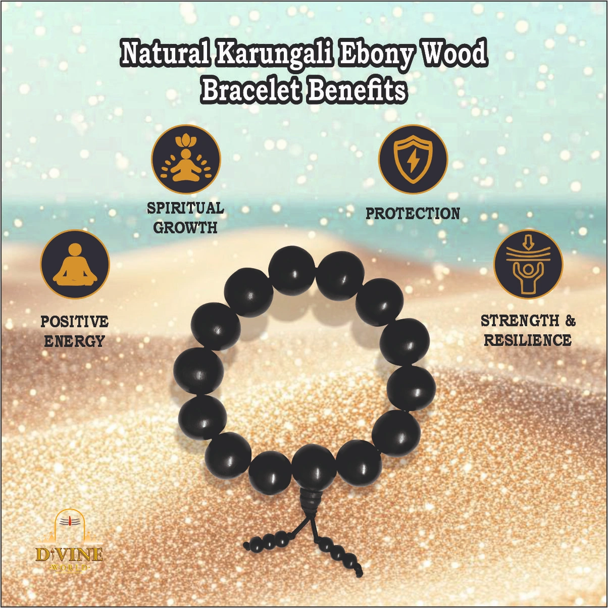 Natural Karungali Ebony Wood Bracelet 6MM