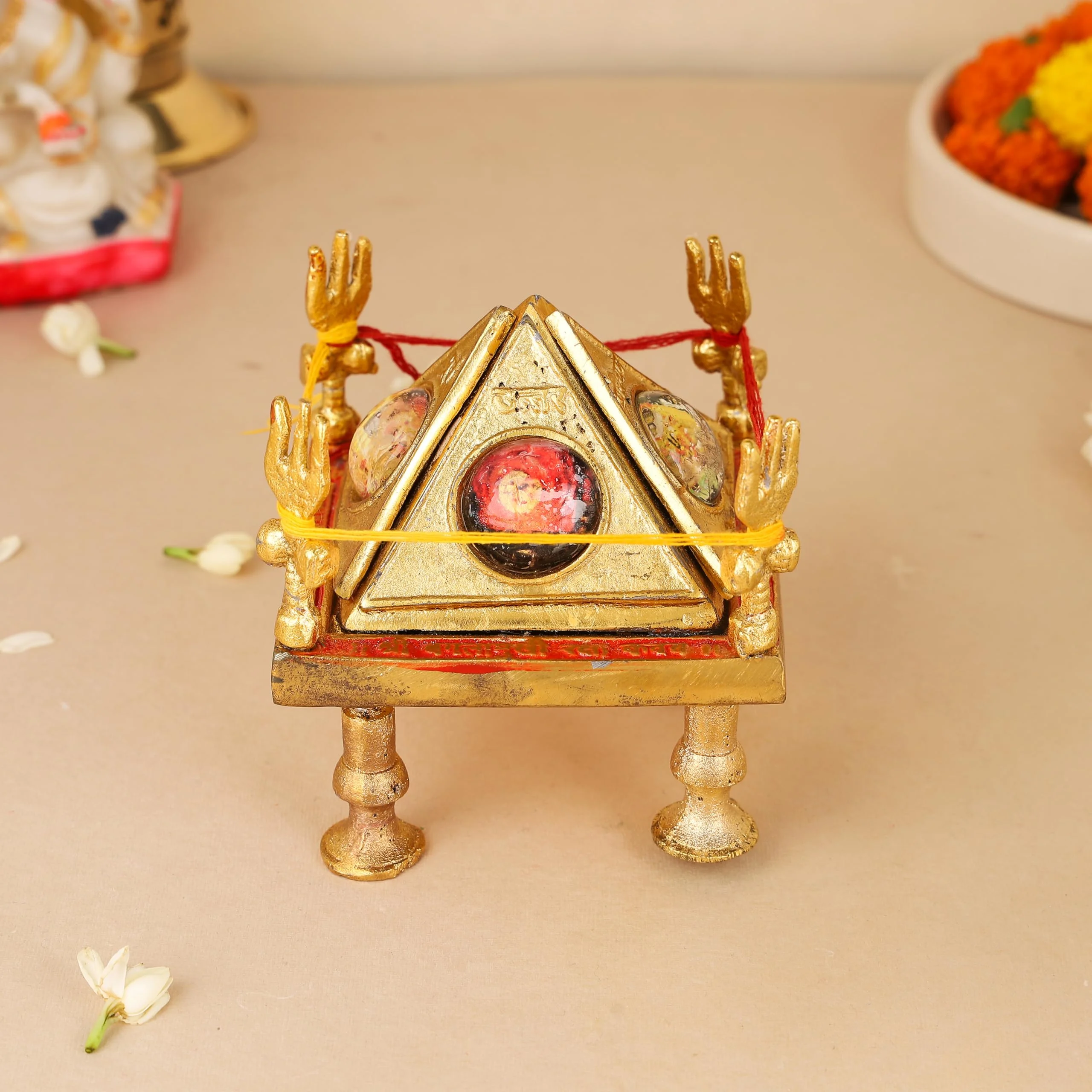 Baglamukhi Raksha Kavach Yantra Chowki in Brass