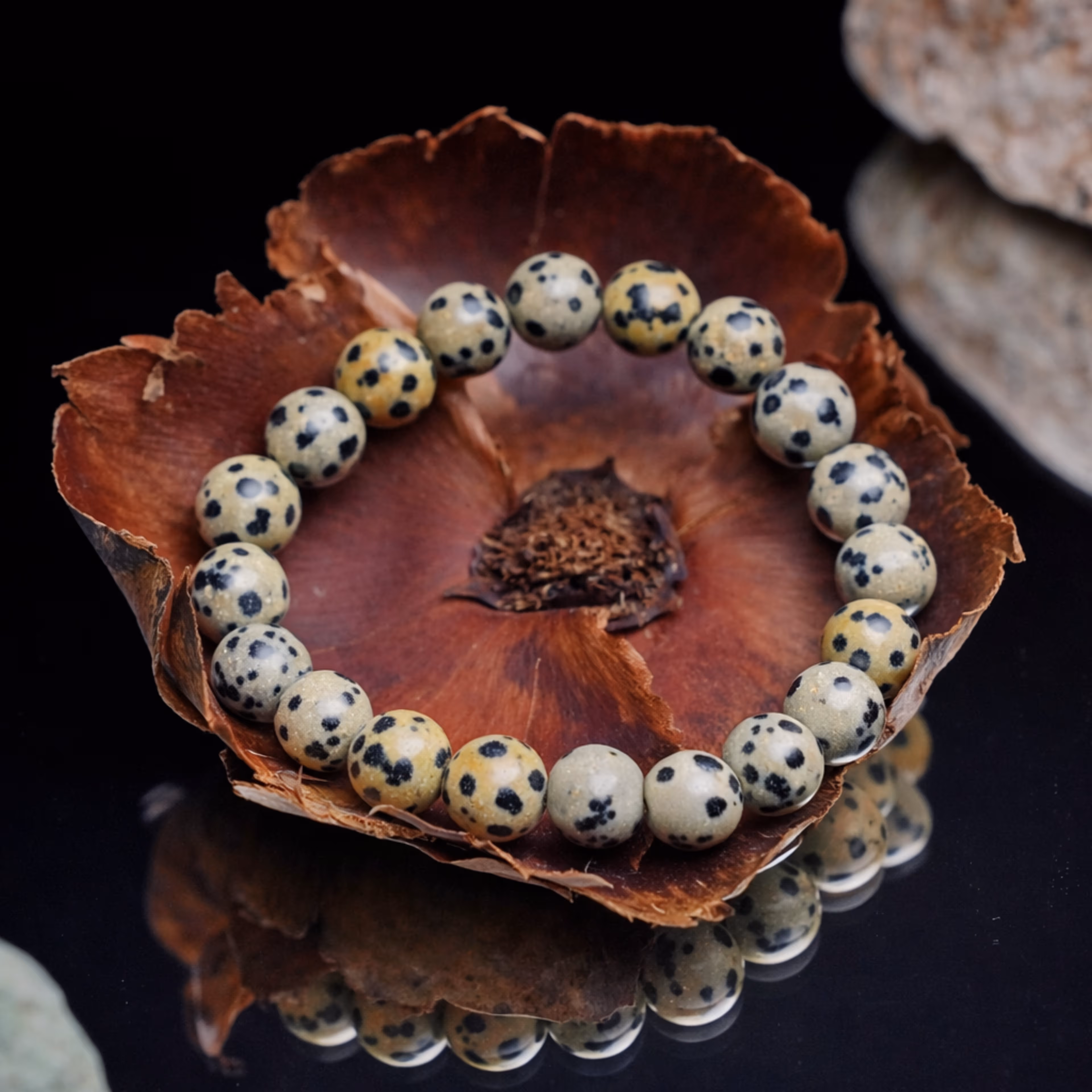 Black Dot Jasper Stone Bracelet
