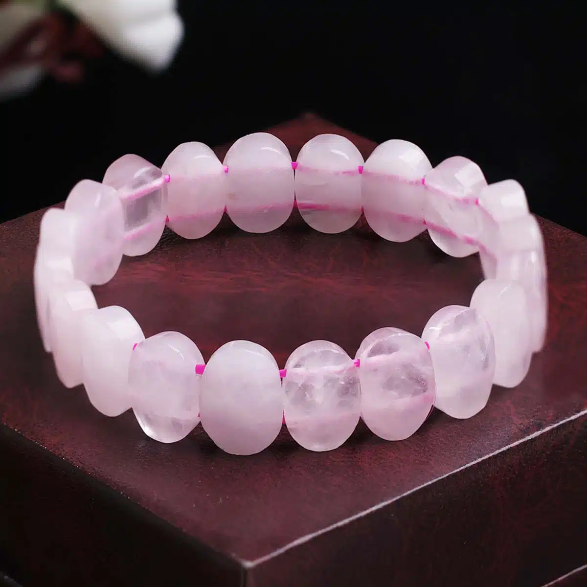 ROSE QUARTZ OVEL SHAPE BRACELET 