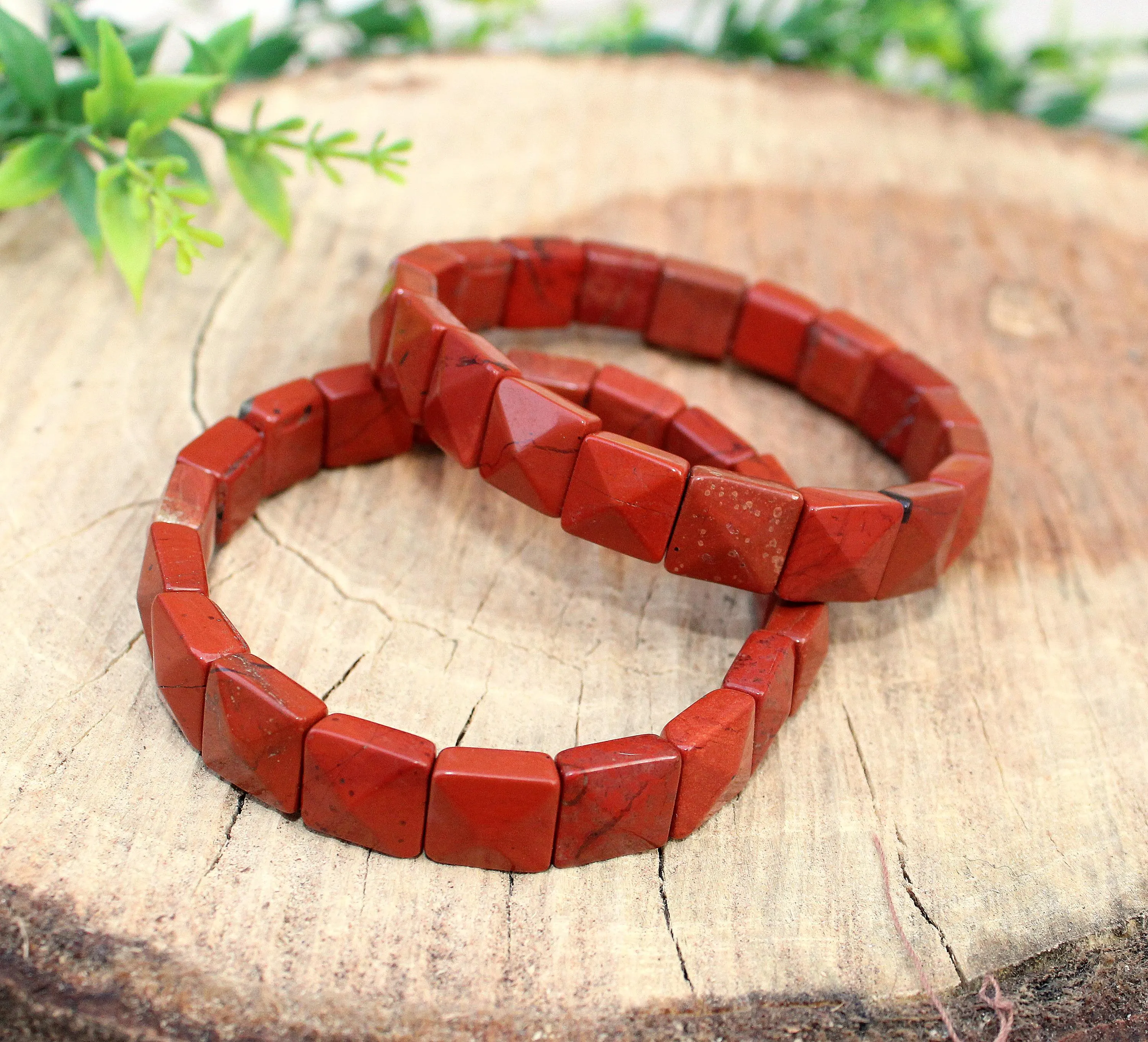 Red Jasper Pyramid Shaped Crystal Bracelet