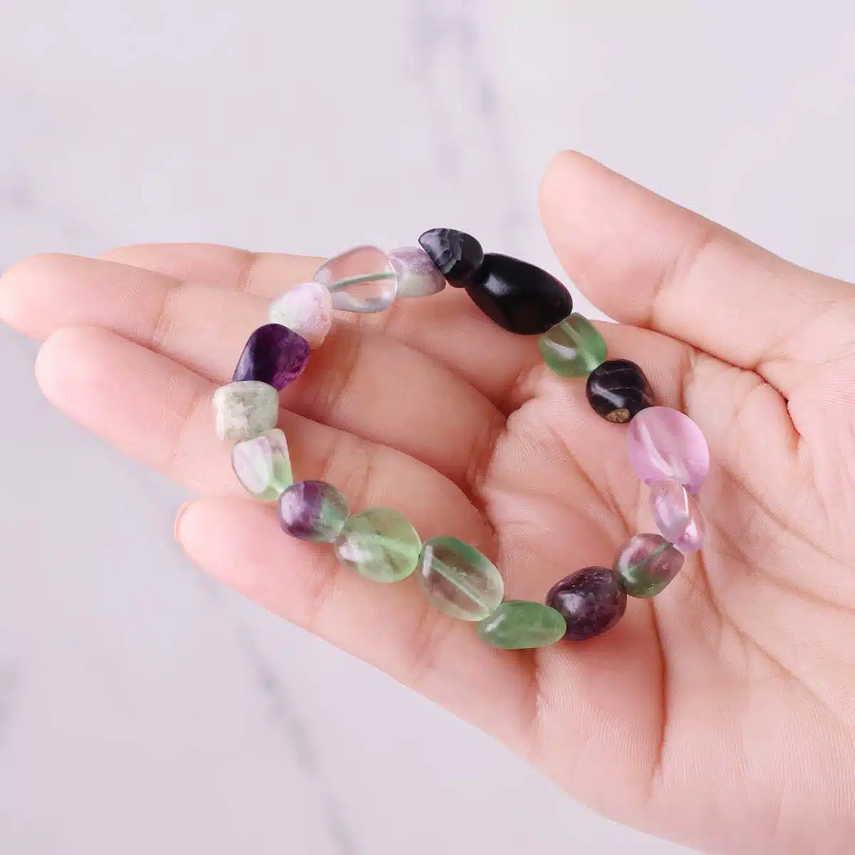 Multi Fluorite Tumbled Bracelet 