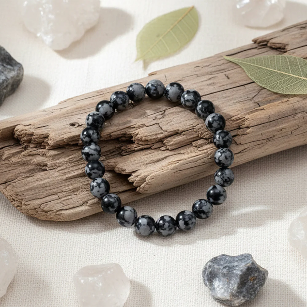 Natural Snowflake Obsidian Bracelet 