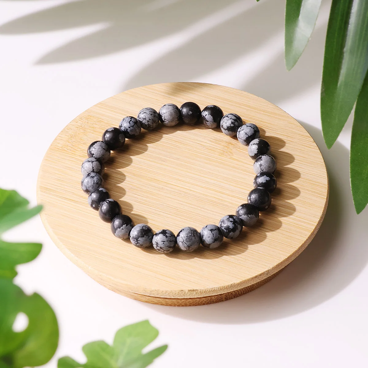 Natural Snowflake Obsidian Bracelet 