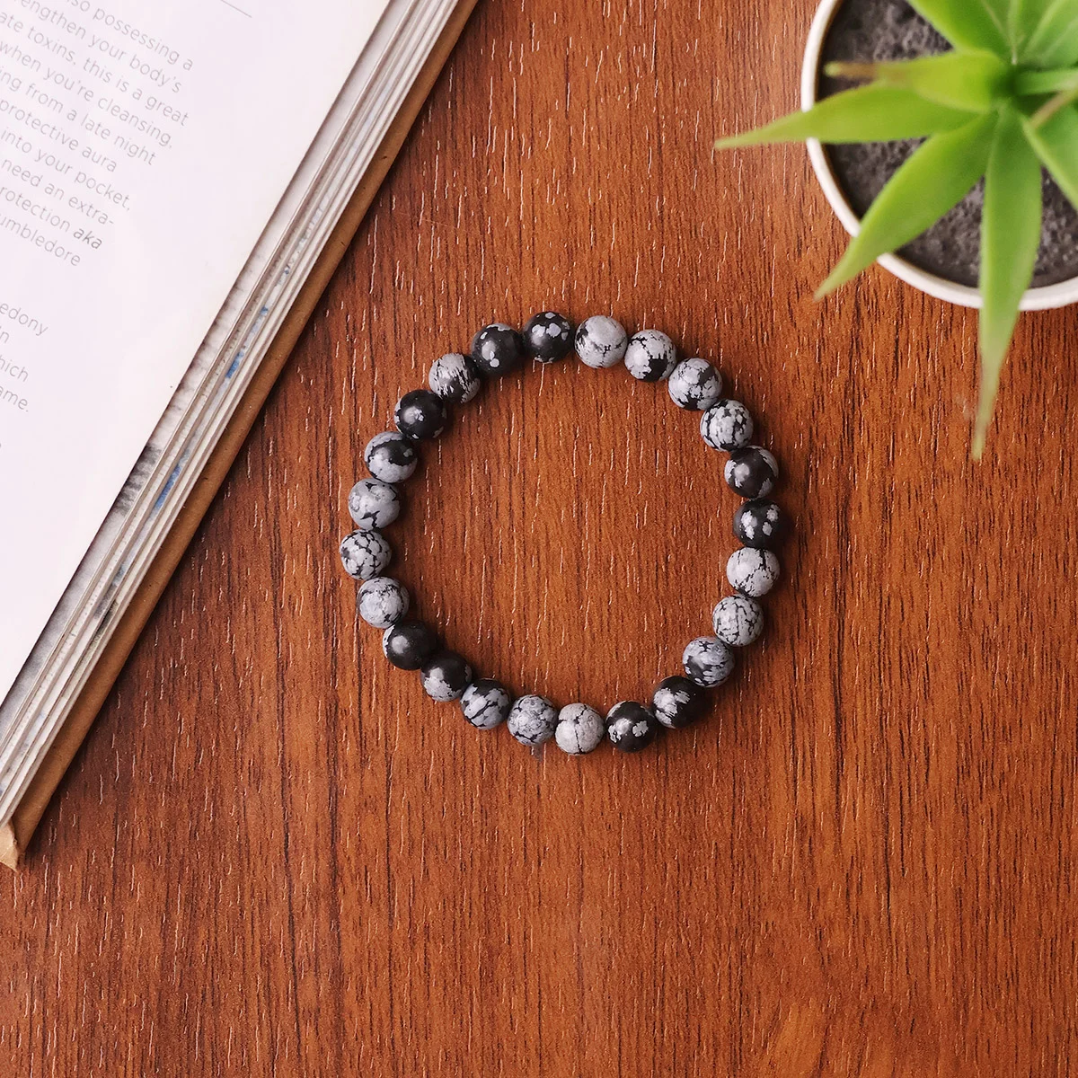 Natural Snowflake Obsidian Bracelet 