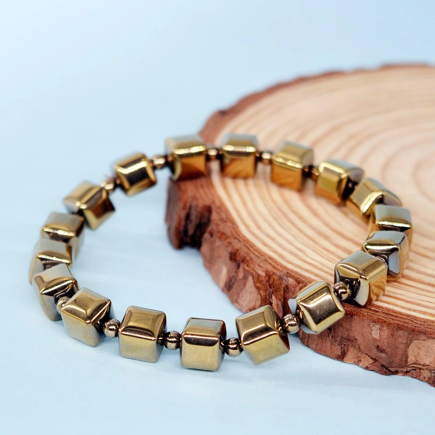 PYRITE SQUARED  POLISHED BRACELET