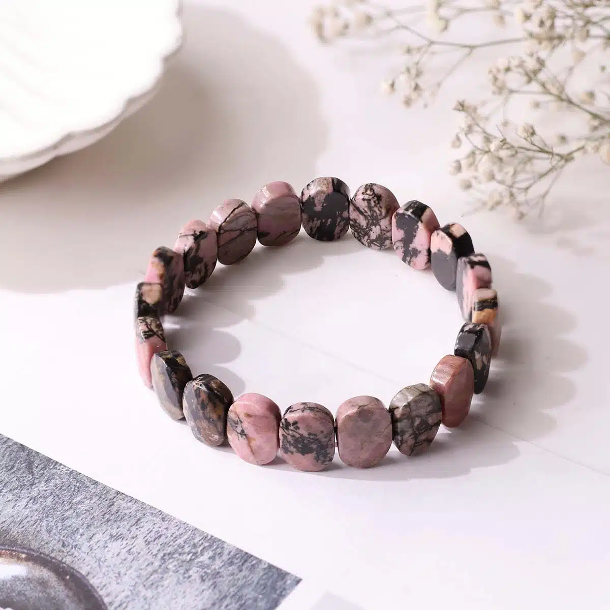 NATURAL RHODONITE BRACELET OVEL SHAPE