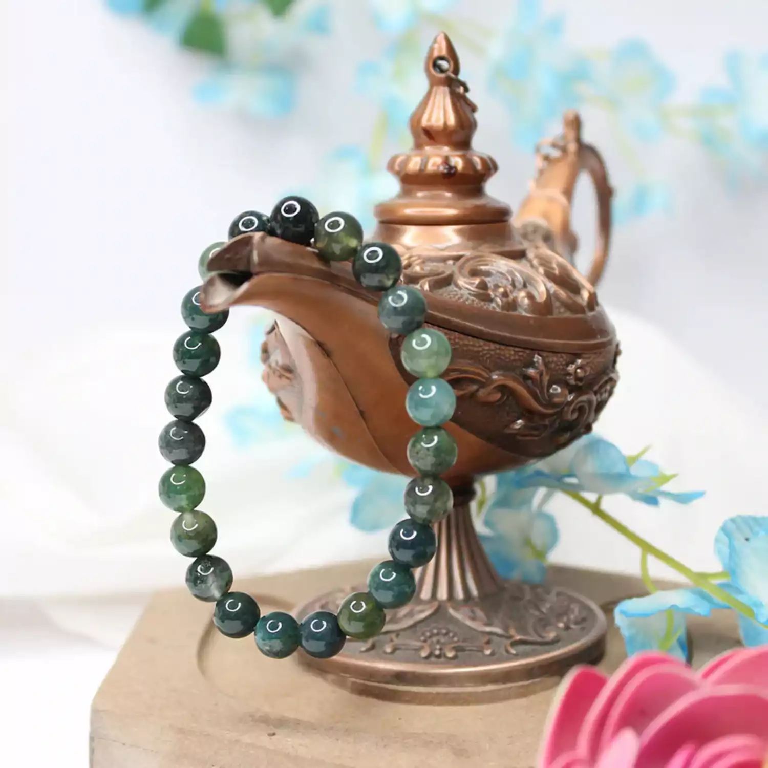 Natural Moss Agate Bracelet Crystal Stone