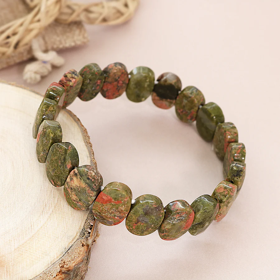 Natural Unakite Oval Faceted Bracelet