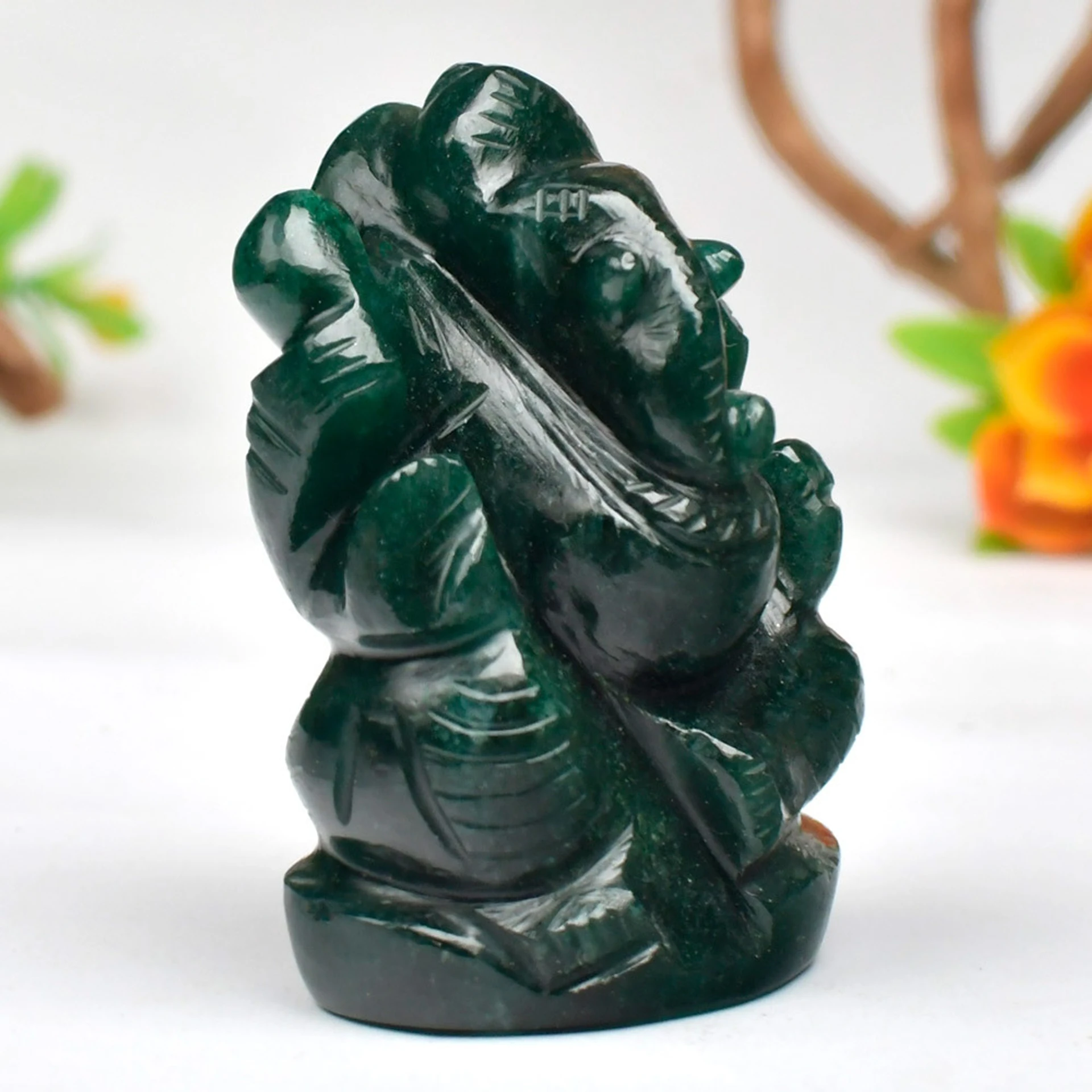 GEMS Green Jade Ganesha Statue