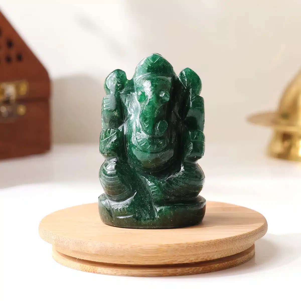 GEMS Green Jade Ganesha Statue