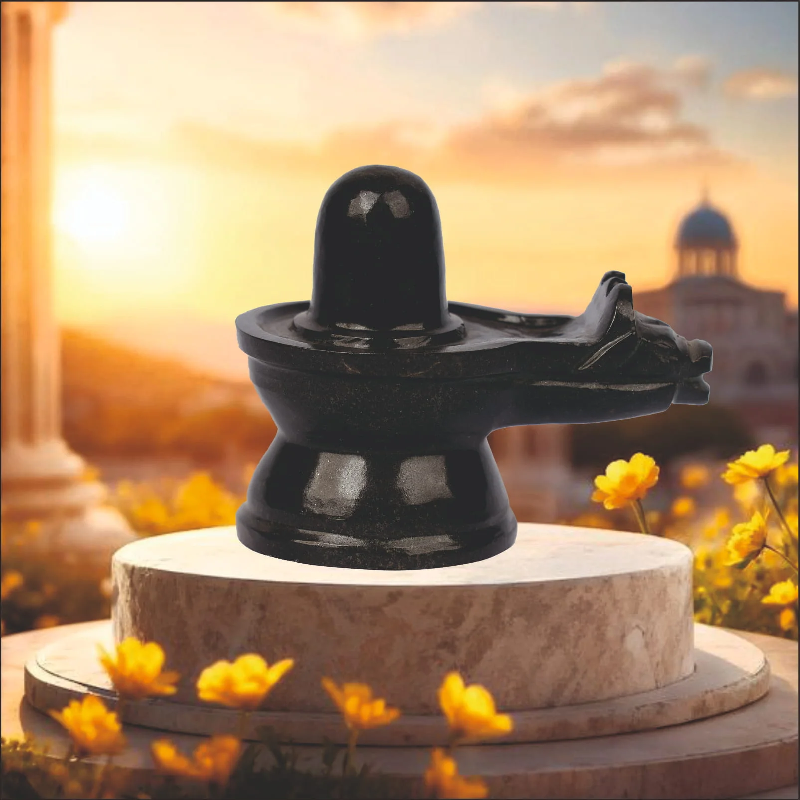 Black Agate Stone Painted Handmade Shivling