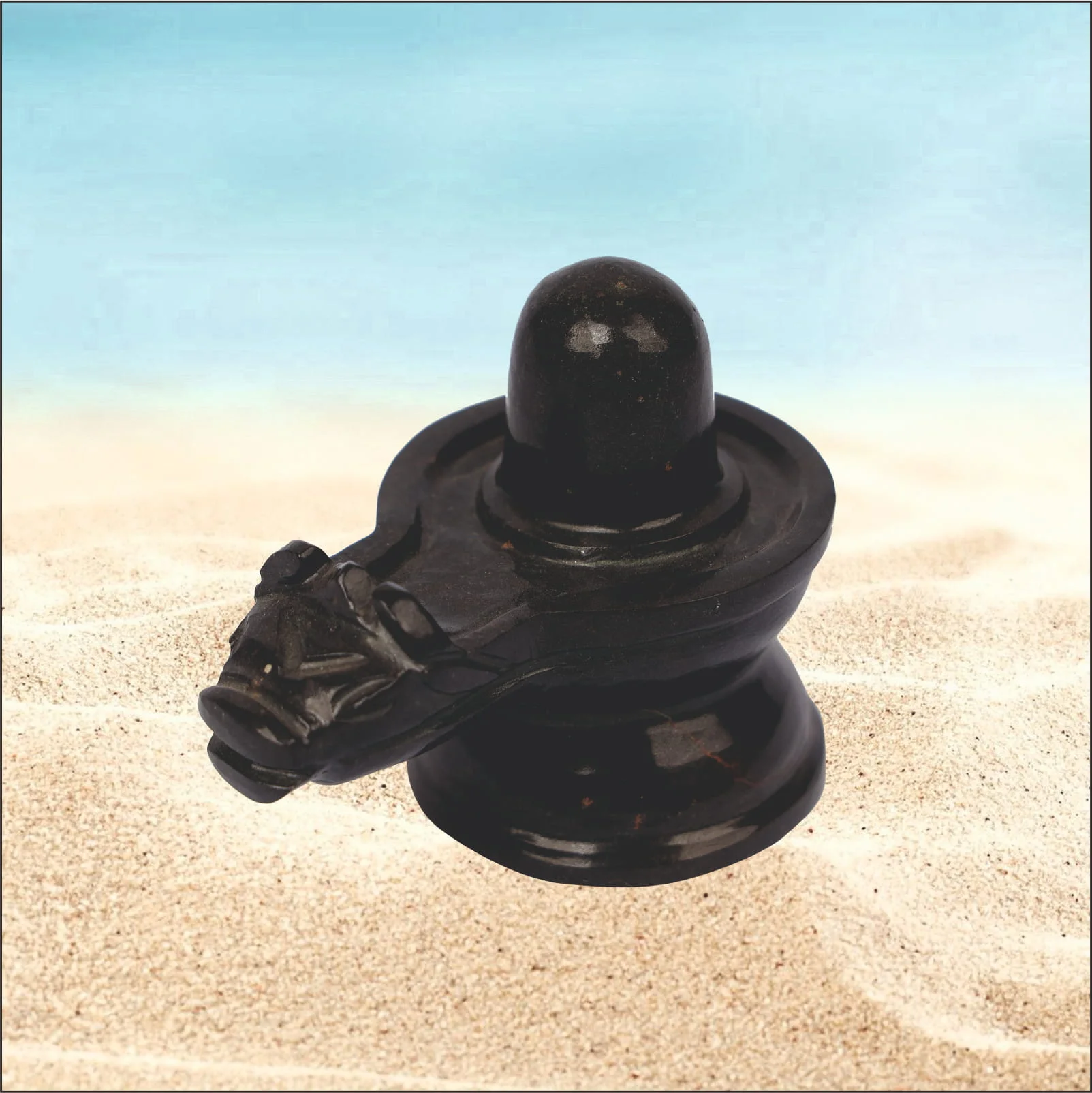 Black Agate Stone Painted Handmade Shivling