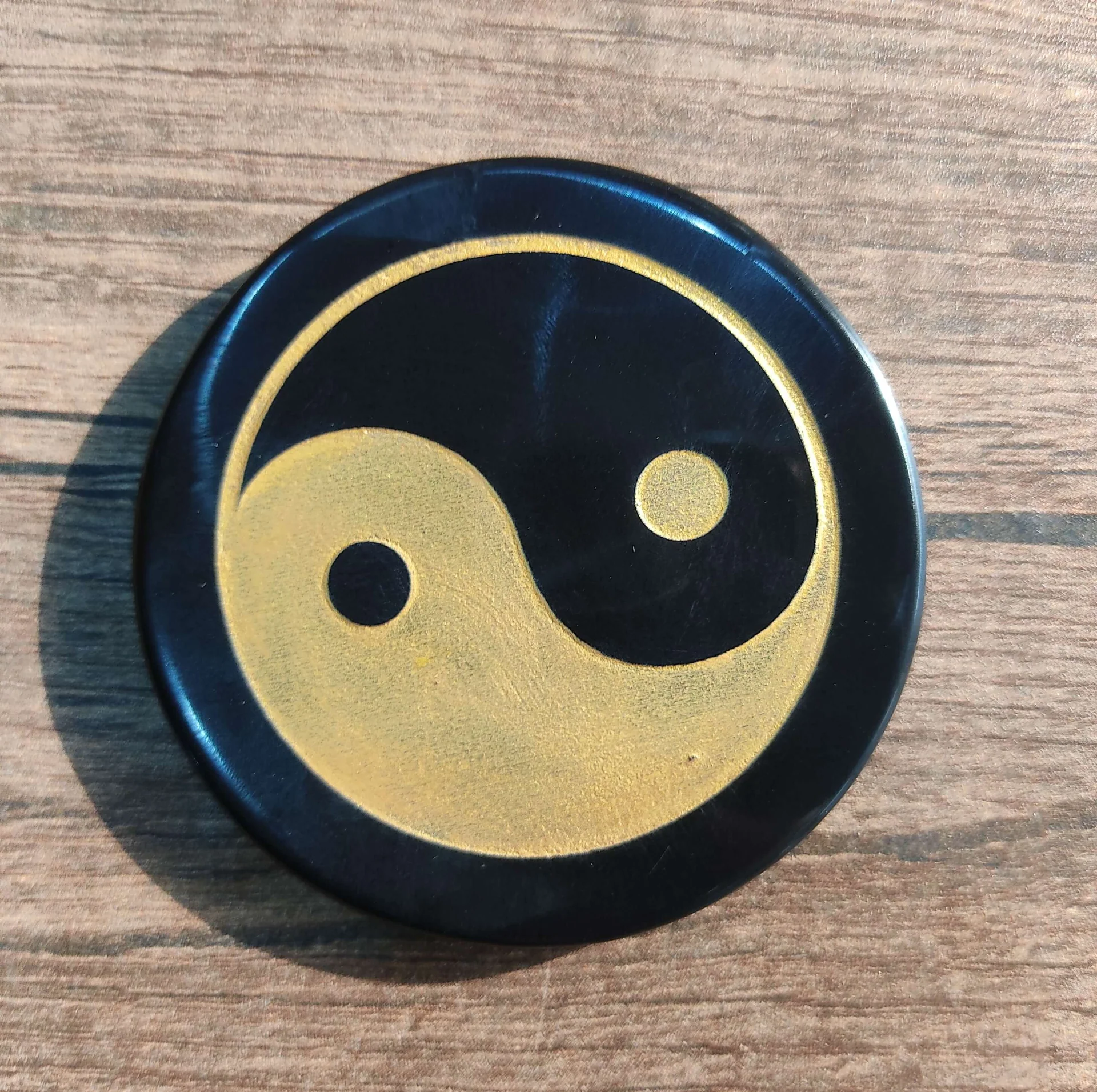 Black Tourmaline Disc with Ying Yang Engraved