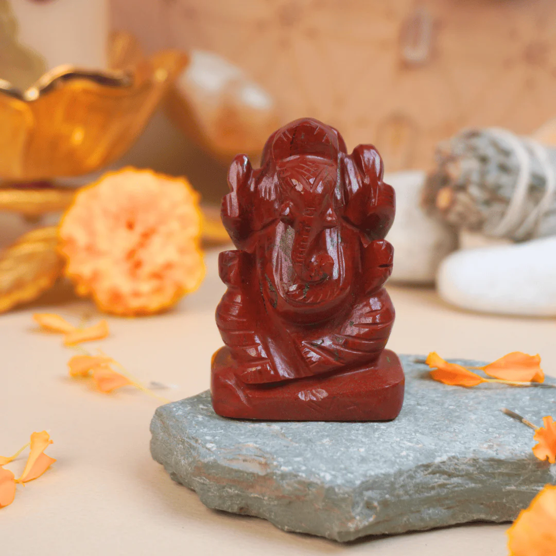 Ganesha in Red Jasper Statue