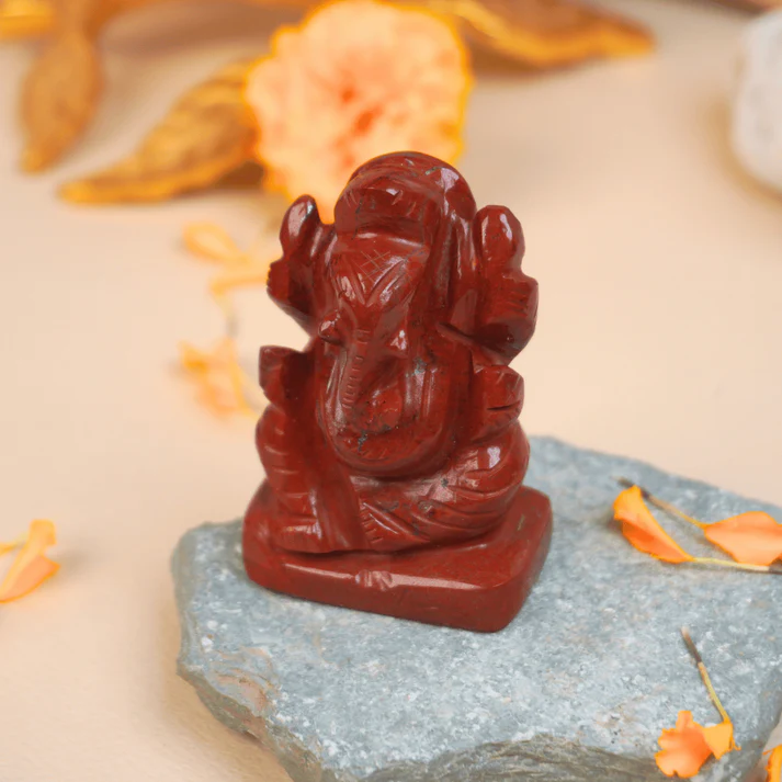 Ganesha in Red Jasper Statue