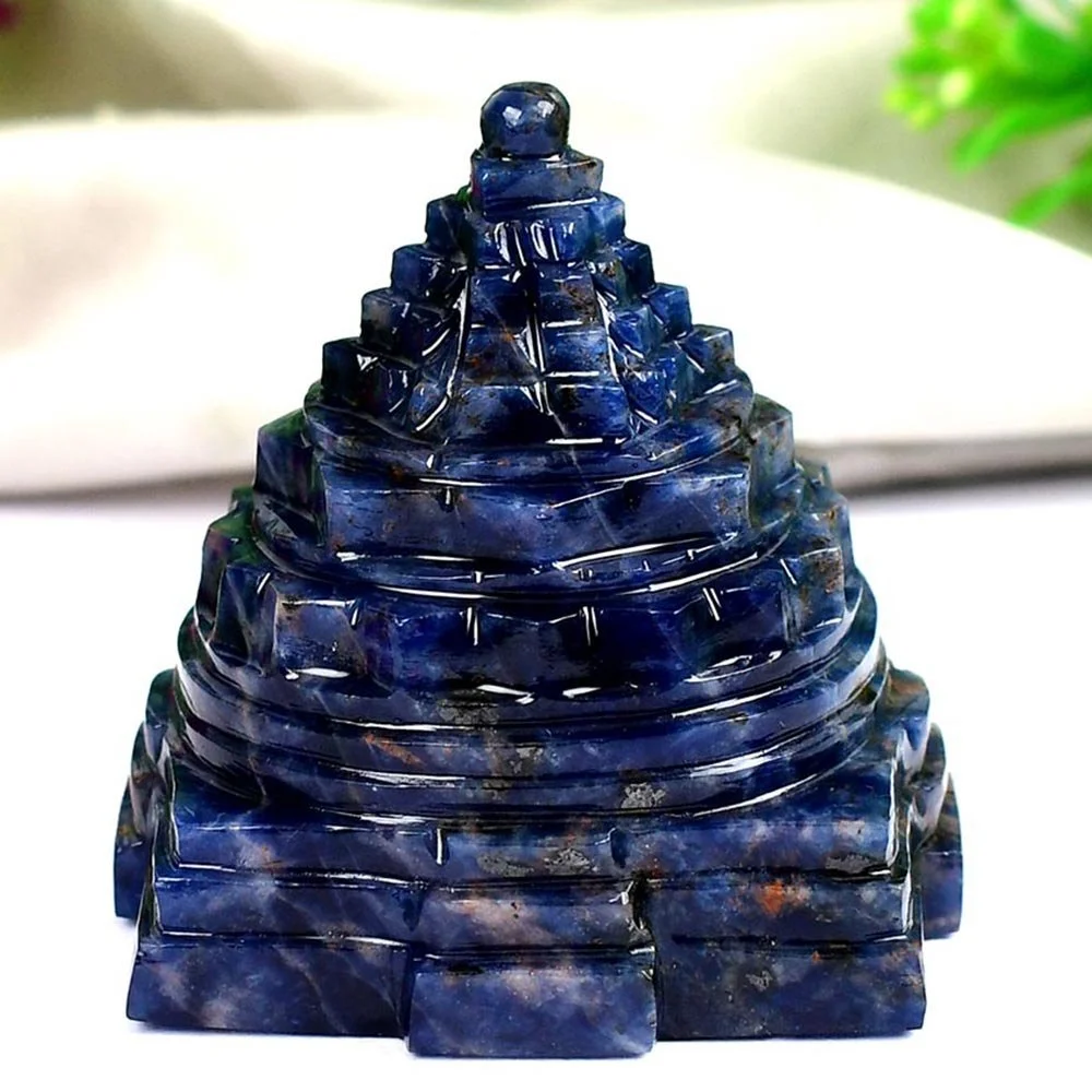 Gemstone Shree Yantra in Blue Sodalite