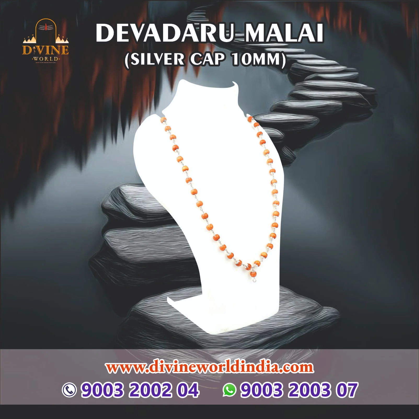 Devadaru Malai Silver Cap 10mm