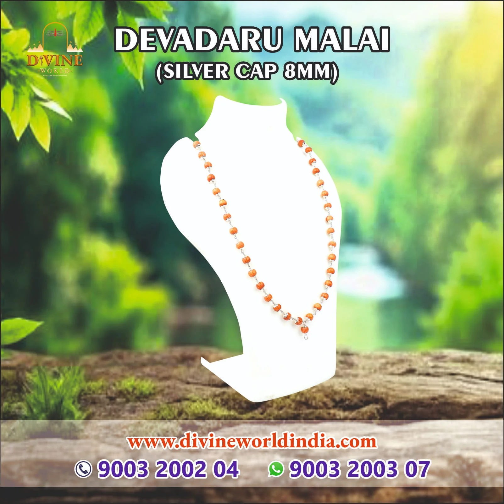 Devadaru Malai Silver Cap 8mm