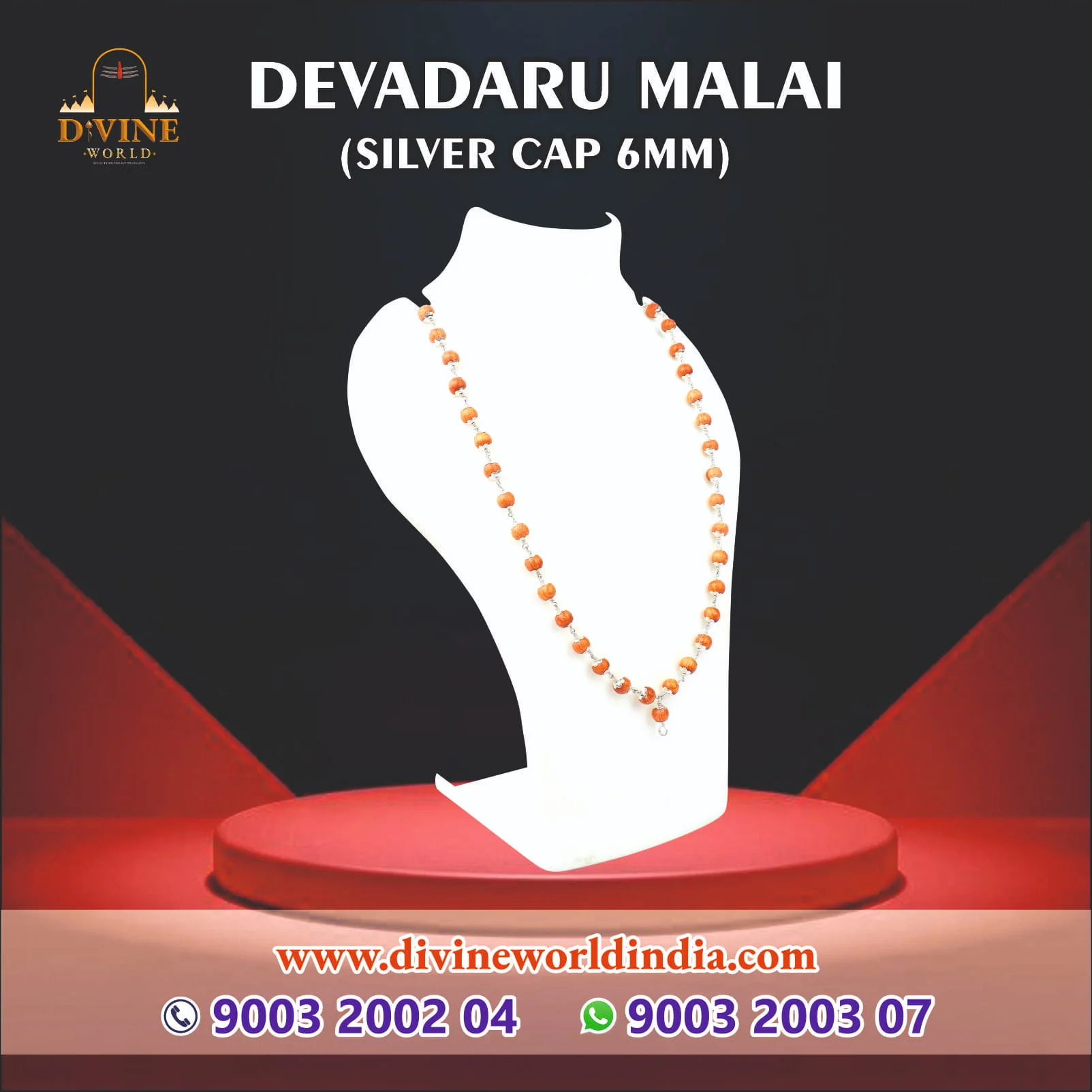 Devadaru Malai Silver Cap 6mm