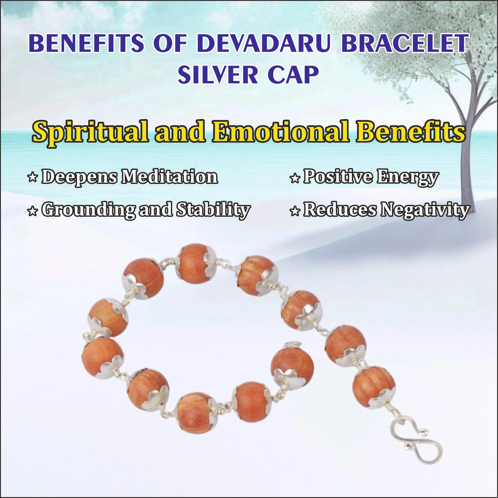 Devadaru Bracelet Silver Cap 10mm