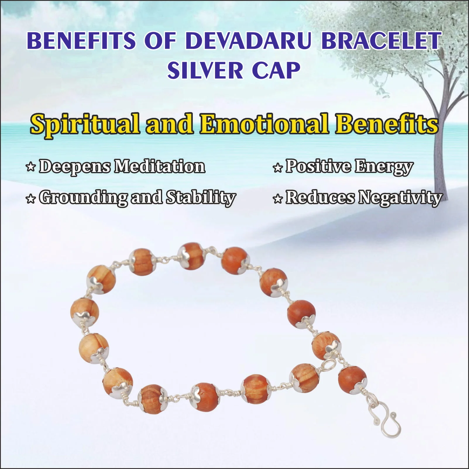 Devadaru Bracelet Silver Cap 8mm