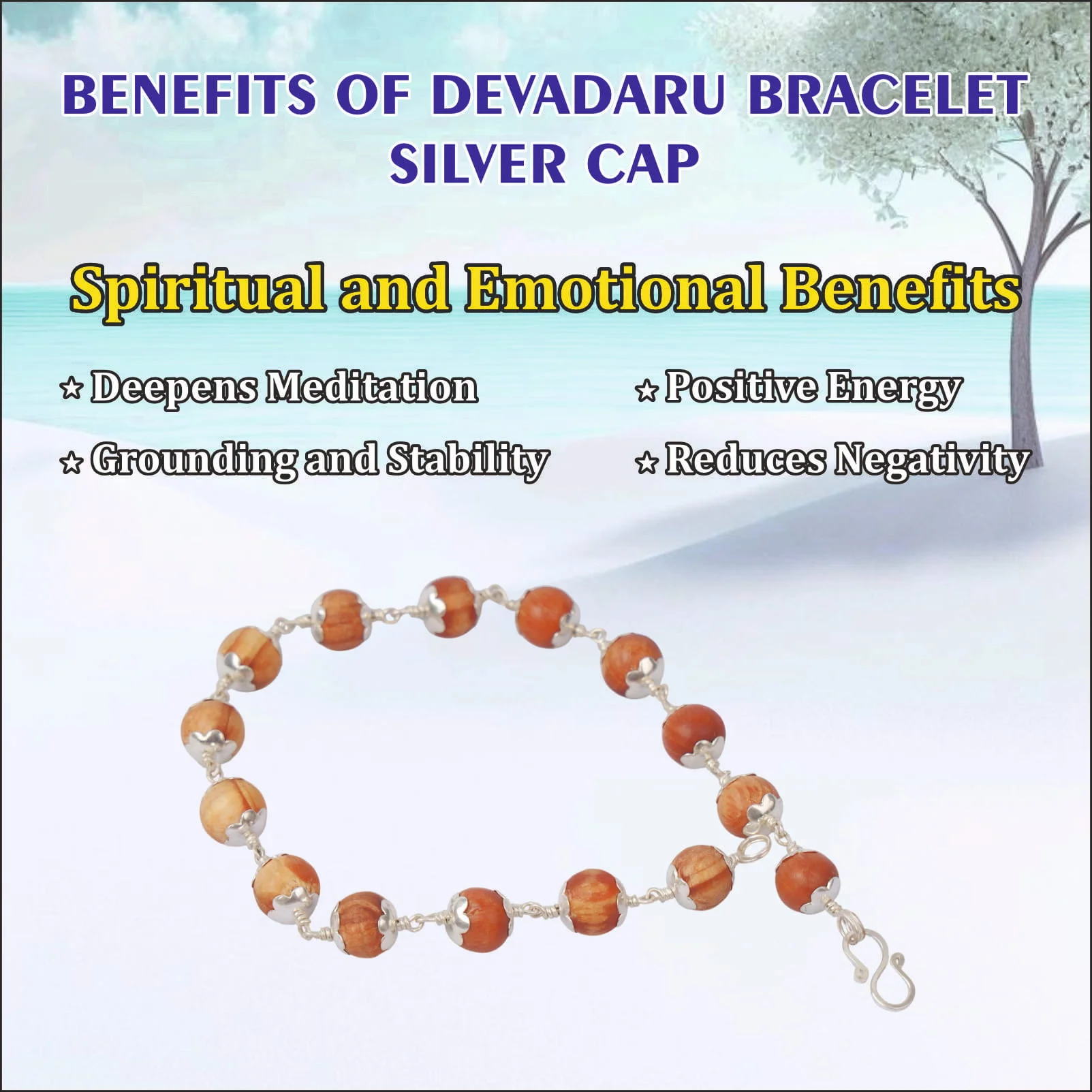 Devadaru Bracelet Silver Cap 6mm
